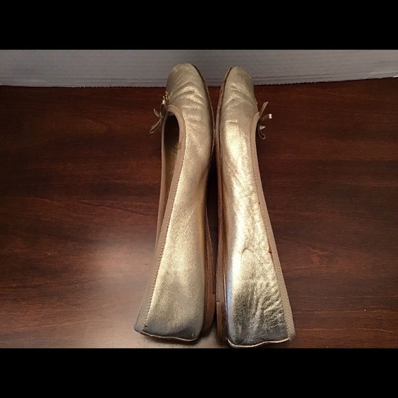 Prada Gold Leather Flats Bow Made in Italy 7 - Picture 5 of 9